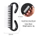Black S-shaped plastic nail cleaning brush with white bristles for dust removal - 10Pcs Black Sheep Horn Brushes