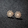 Orecchini in acciaio inossidabile oro rosa con design geometrico mandala a fiori - 178 Fiore di Mandala / Oro rosa