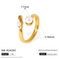 Detailed specs of stainless steel starfish ring with pearls, waterproof and hypoallergenic - Double Pearl Style (NB-R24381)