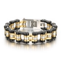 Bracciale da uomo a catena di bicicletta hip hop in acciaio nero, oro e argento - Nero Oro Argento (KB42361-D) / 22cm