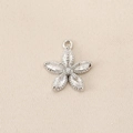 Detailed macro view of silver flower pendant with marquise crystals for DIY jewelry making - PJ0296-Silver (Five-Petal Zircon Flower)