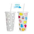 Bicchiere Miffy 710ml in plastica cambia colore a freddo con cannuccia, effetto bicolore - 24oz / Pasqua (Trasparente/Miffy)