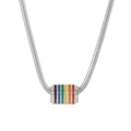Pendente cilindrico a strisce arcobaleno su una collana a catena serpente argento - Collana a Catena Serpente Patchwork / Argento
