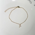 Minimalist 18K gold plated bracelet featuring a sparkling zircon initial Y letter charm - Letter Y