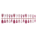 30pcs almond press-on nails with 3D floral patterns, pearls, and rhinestones in pink - Pink Gradient Floral Stripped (B1-13942) / 30 Pcs/Strip