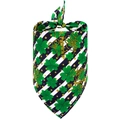 St. Patrick's Day dog bandana with green shamrocks and Happy St. Patrick's Day text - M / Black Stripe Clover