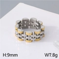 Anello in acciaio inossidabile bicolore argento e oro stile cinturino orologio - US 9 / Oro e Argento