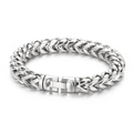 Bracciale a catena in osso di drago in acciaio inossidabile argento lucido con chiusura - Larghezza 10mm / Color Acciaio