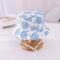 White baby sun hat with blue elephant print and windproof drawstring for kids - Blue Elephant Pattern / 54cm