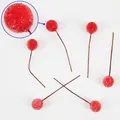 Macro detail of red frosted Christmas berries with textured sand finish and brown stems - Frosted Red