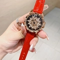 Rose Gold Red Leather Strap