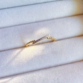 Elegance gold beaded S925 silver ring with micro-pave crystals in a beige velvet box - J5023-Gold Beaded Rhinestone