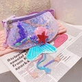 Sequin mermaid fanny pack for girls with glitter starfish shell and purple tail - Purple