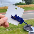 Detailed macro of the starry blue cat-shaped hair clip on a white display card - Starry Blue