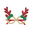 Christmas party glasses with red glitter reindeer antlers and gold glitter frames - Red Antler + Green Bowknot