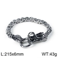Silver dragon head men's bracelet with 215x6mm dimensions and 43g weight specs - Silver Dragon Style (KB108256-Z)
