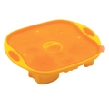 Orange and yellow bear-shaped silicone steaming mold with lid and handles for baby food - Home Rice Cake / Yellow