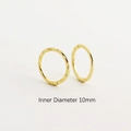 Minimalist S925 sterling silver hammered hoop earrings in gold with 10mm inner diameter - Gold / 10mm