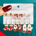 Christmas earrings set with festive Santa Claus and snowflake stud charms in 6 pairs - Christmas Earring Set (HZS2280-3)
