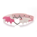 Detail view of pink and white wings choker with heart ring on clean white background - Pink and White