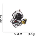 Detailed view of cartoon astronaut embroidery patch with dimensions 5.7x5.5cm and 1.5g weight - No. 4-Astronaut Black White Star