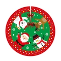 Jupe de sapin de Noël avec Père Noël, bonhomme de neige et renne en rouge et vert - Personnages de Dessin Animé Rouge et Vert (02) / 120cm