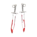 Gothic silver sword pendants with red blood drip detail for DIY jewelry making - Bloody Blade