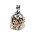 Eagle wing bell pendant in two-tone silver and gold finish with engraved hanging ring - Two-tone Gold Wings Bell (Pendant Only)