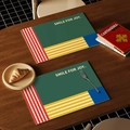 Waterproof leather placemat set with vintage geometric color block and smile text - Premium Green