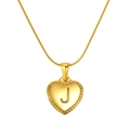18K gold plated stainless steel heart necklace featuring an embossed letter J pendant - Heart Letter J (S-P151-J)