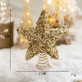 Golden sequined star Christmas tree topper with metal spring base, size 22x21cm - 20cm Gold Little Star