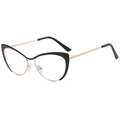 Occhiali cat-eye eleganti con montatura in metallo nero e oro e lenti anti luce blu - Montatura Nera