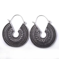 Boucles d'oreilles bohèmes vintage avec motifs sculptés creux en argent antique - Argent Antique Évidé (1067)