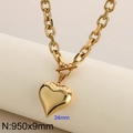 Poliertes Gold-Titanstahl-Herzanhänger-Halskette mit Maßen 34mm und 950x9mm Spezifikationen - Große goldene Herzanhänger-Halskette (KN285606-Z)