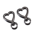 Moschettone a cuore nero canna di fucile con chiusura a molla girevole in metallo - Cuore / 5 Pezzi / Canna di fucile