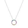 S925 Sterling Silber Halskette mit rundem Anhänger und bunten Zirkonia Steinen - 925er Silber / Silber