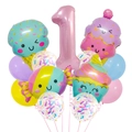 Detail of baby 1st birthday balloon set with pink number one and ice cream shapes - Ice Cream Candy Number 1