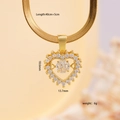 Elegant gold heart pendant necklace with shimmering zircon stones and 45cm chain - Dynamic Heart Style (041) / Gold