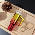 Miniature tumbler keychain with red and gold gradient finish and gold metal ring - Gradient Gold Red