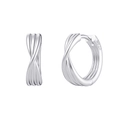 Classic silver S925 sterling silver twisted hoop earrings with polished metallic finish - Silver Twisted Texture Hoop (SE384-P)