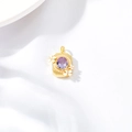 Elegant gold pendant with a purple oval gemstone surrounded by white pearls and flowers - Purple Oval Gemstone Floral Style (H-11987) / Gold