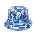 Blue camouflage bucket hat for sun protection with durable cotton canvas and wide brim - Adjustable 58cm / Dark Sky Blue Camouflage Style (6)