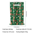 Forest green Christmas gift bag featuring gingerbread and snowflake holiday patterns - Forest Green Background Gingerbread Man Style (Style 11) / 10 Pieces Pack