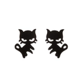 Minimalist black silhouette cat stud earrings made of stainless steel for women - Naughty Cat / Black