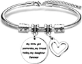 Silver snake chain bracelet with heart charm and engraved daughter quote pendant - Silver Heart-4 (Daughter Forever)