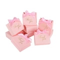 Elegant pink Thank You gift boxes and bags set with golden font and pink ribbon bows - 12.5*10*4.5cm / Pink