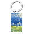 Vintage rectangular Van Gogh painting keychain with HOLLAND text in stainless steel - Van Gogh Holland (YH-5) / 5x2.8