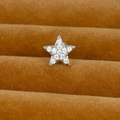 Macro shot of silver star stud earring with shimmering pave-set cubic zirconia detail - Silver (Pave Pentagram Star Y20412-9)