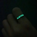 Luminous Player 2 ring for couples featuring a glowing green neon finish in dark - PLAYER 2 / Adjustable Open