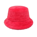 Plush faux rabbit fur bucket hat in vibrant fuchsia pink color for winter warmth - M (56-58cm) / Hot Pink